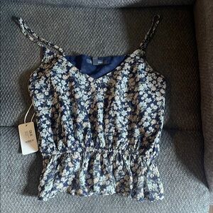 Grade & Gather Floral Navy Blue Women's Top